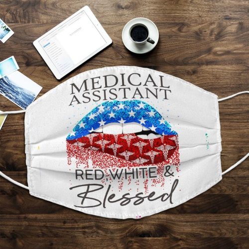 Medical Assistant Red White & Blessed Cotton Face Mask