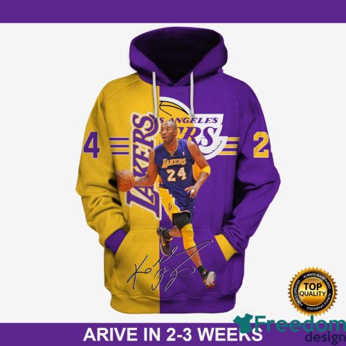 Los Angeles Lakers Kobe Bryant 24 Signature 3D Hoodie