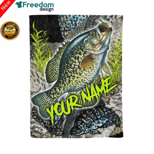 Crappie Fishing Customized name Throw Fleece Blanket Personalized gift for fishing lovers