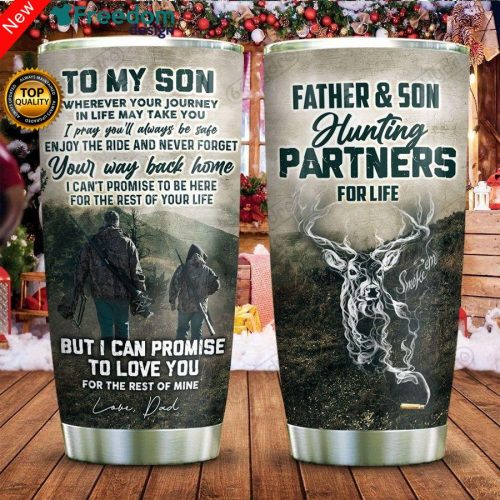 Father And Son Hunting Partners For Life Stainless Steel Tumbler Cup 20oz