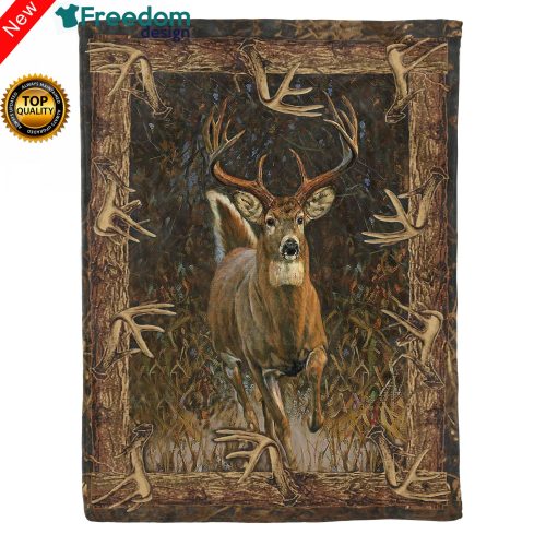 Whitetail Deer Hunting Fleece Throw Blanket gifts for hunters