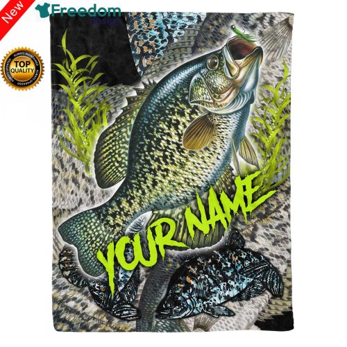 Crappie Fishing Customized name Throw Fleece Blanket Personalized gift for fishing lovers