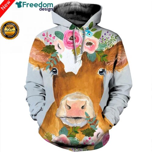 3D All Over Printed Cow T Shirt Hoodie