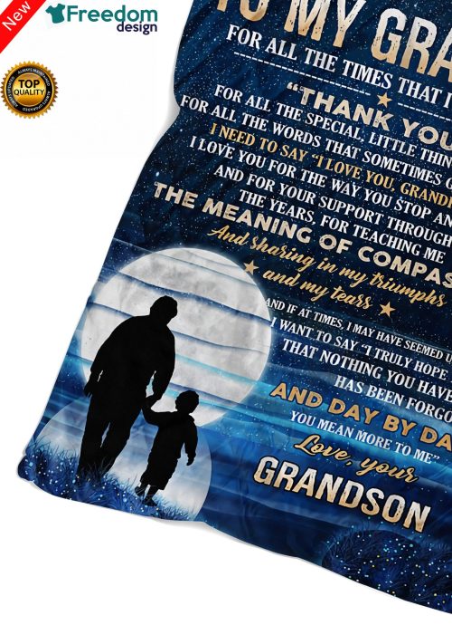 To My Grandpa Soft Throw Fleece Blanket, Gift for grandfather from grandson