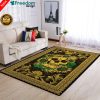 Golden Skull With Sunflowers Royal Pattern Hippie Area Rug