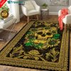 Golden Skull With Sunflowers Royal Pattern Hippie Area Rug