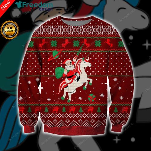Santa Unicorn 3D All Over Print Christmas Sweater