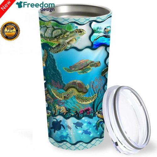 Sea Turtles And The Ocean Stainless Steel Tumbler Cup 20oz