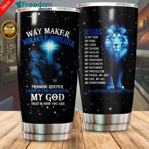 Way Maker Miracle Worker Promise Keeper Light In The Darkness Stainless Steel Tumbler Cup 20oz