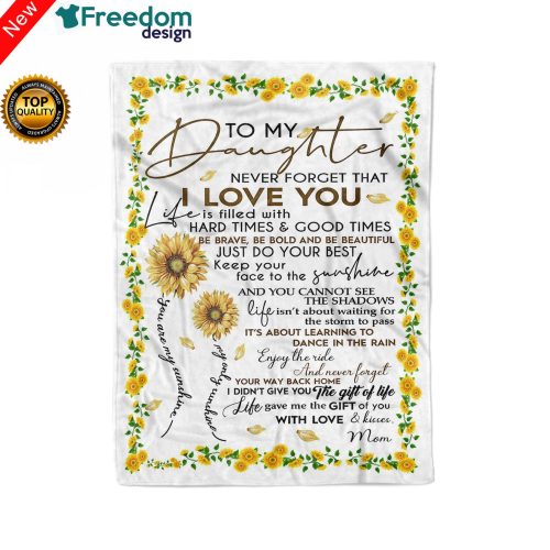 To my daughter Sunflower Fleece Blanket great gifts ideas sentimental unique birthday gifts, Christmas gift for daughter from Mom