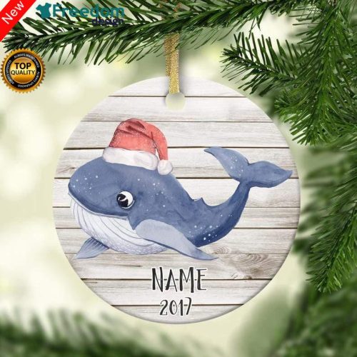 Holiday Whale Christmas Gift Ornament custom name, year
