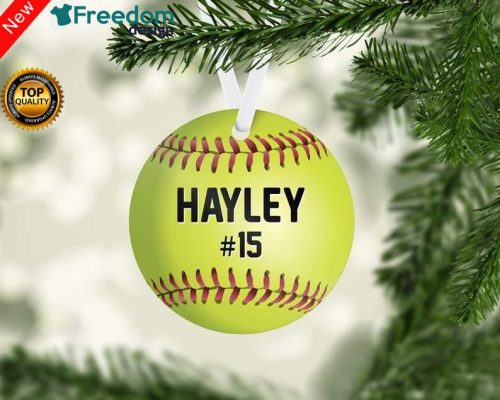 Personalized Softball Christmas Holiday Ornament Custom Name Number Sports Team Player Gift