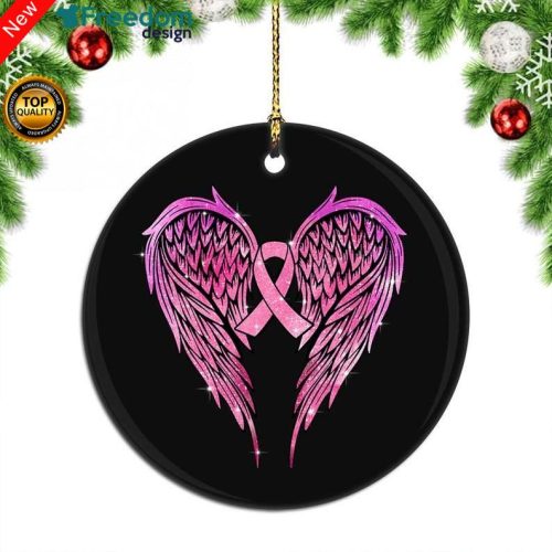 Breast Cancer Angel Survivor Pink Christmas Gift Ornament custom name