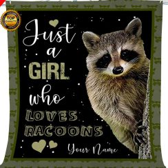 "Just A Girl Who Loves Raccoons" Fleece Blanket - Gift for racoon lover