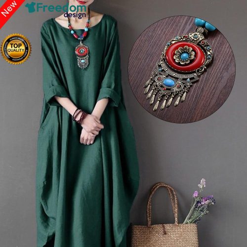 Bohemian Ethnic Vintage Wood Necklace For Women