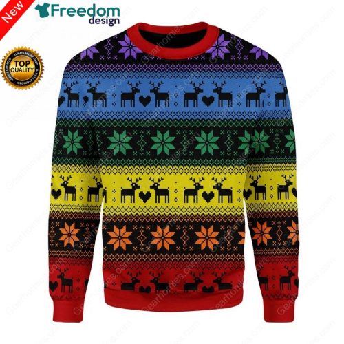 Rainbow Deer LGBT Ugly Christmas Sweater