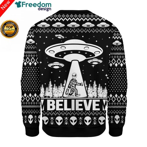 Alien UFO Believe Bigfoot Sweater