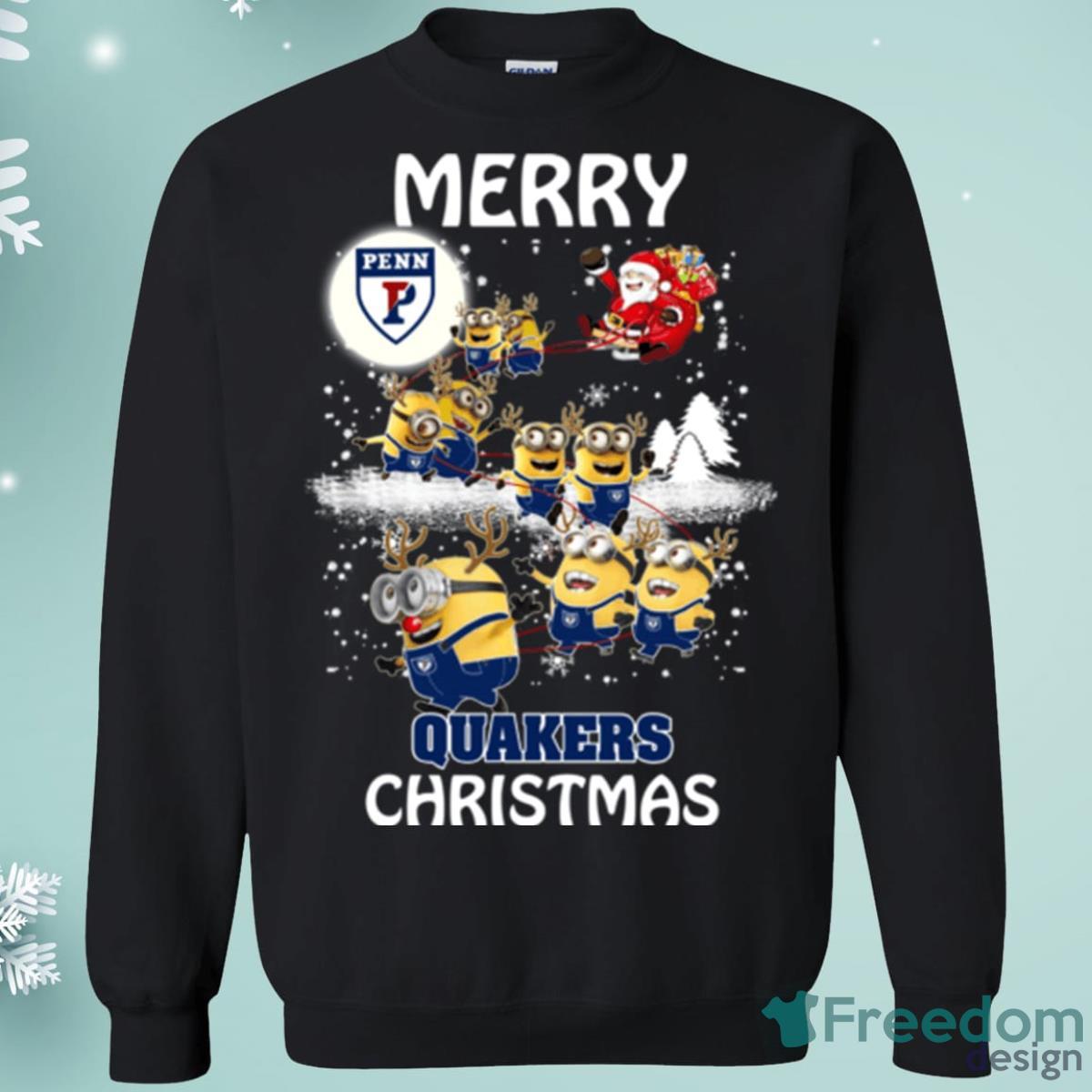 Penn Quakers Minion Santa Claus With Sleigh Christmas Sweatshirt Product Photo 1