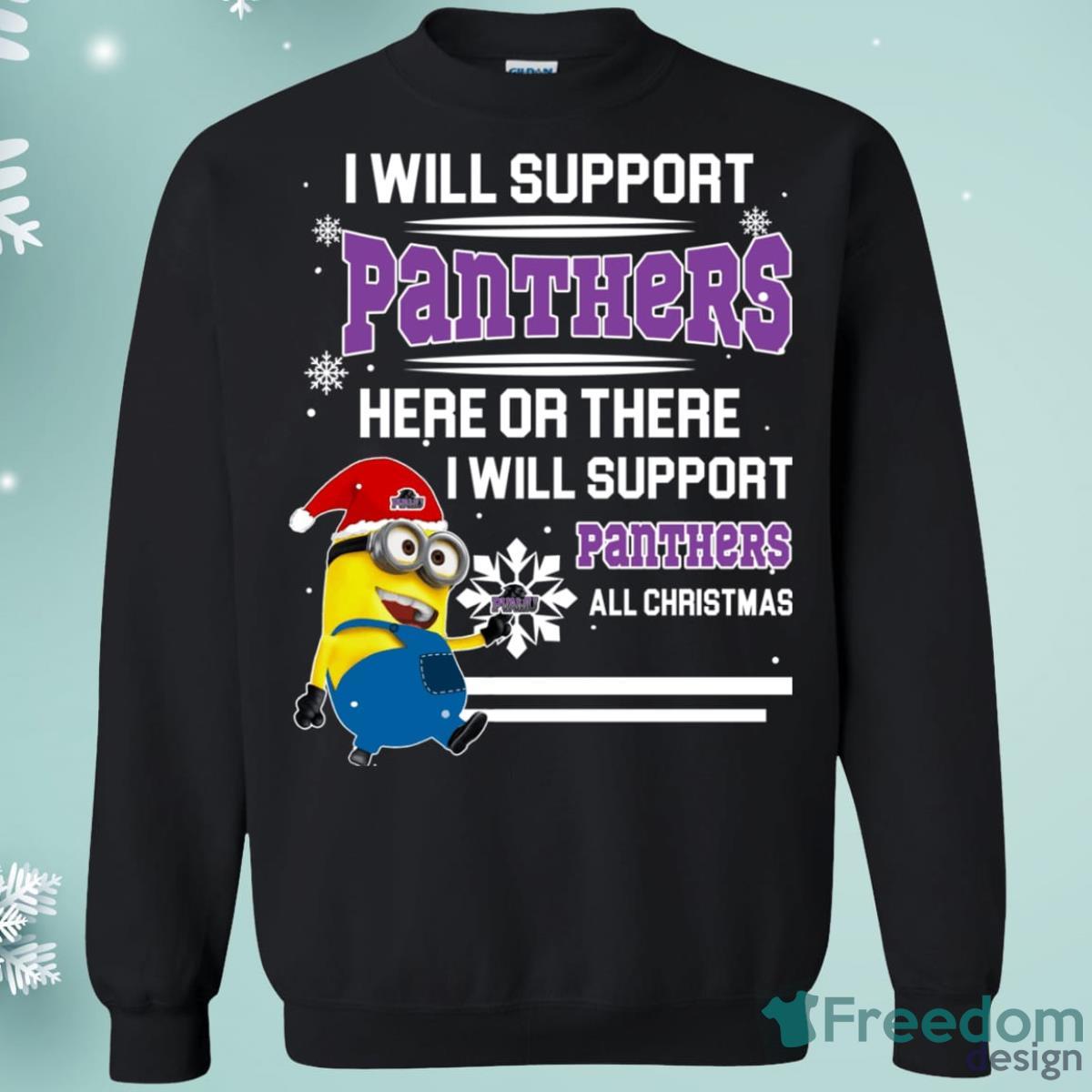 Prairie View AM Panthers Minion Support Here Or There All Christmas Sweatshirt Product Photo 1