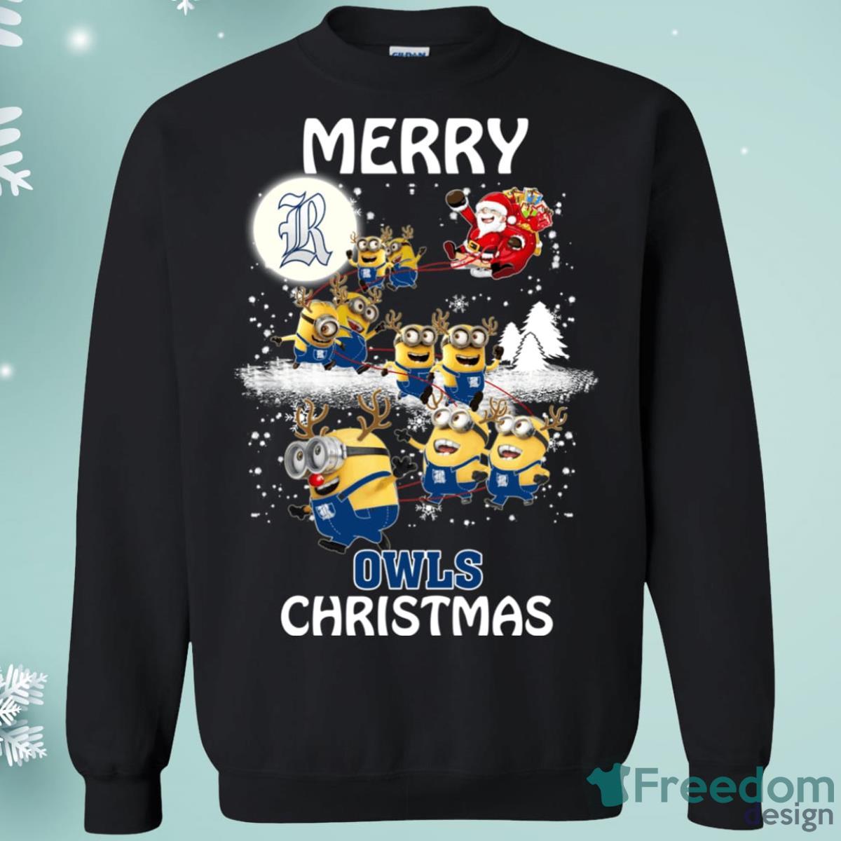 Rice Owls Minion Santa Claus With Sleigh Christmas Sweatshirt Product Photo 1