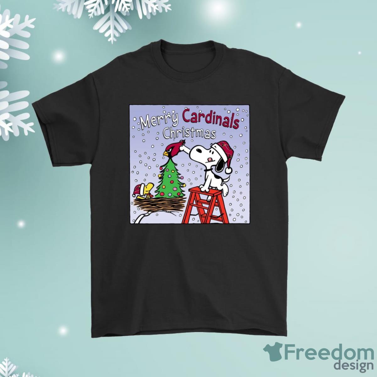 Snoopy And Woodstock Merry Arizona Cardinals Christmas Shirt Product Photo 1