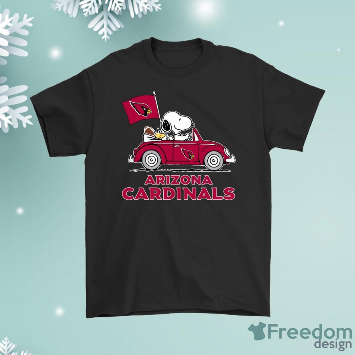 Snoopy And Woodstock Ride The Arizona Cardinals Car Shirt Product Photo 1