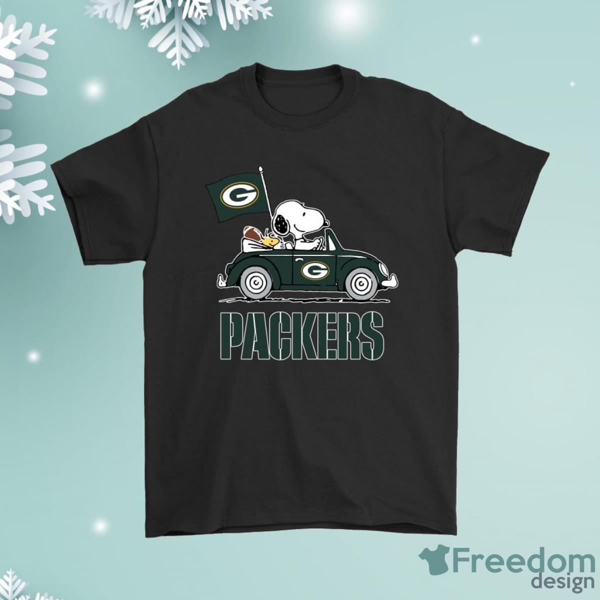 Snoopy And Woodstock Ride The Green Bay Packers Car Shirt Product Photo 1