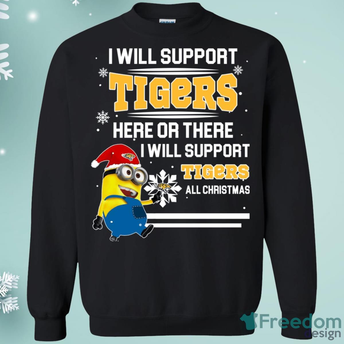 Towson Tigers Minion Support Here Or There All Christmas Christmas Sweatshirt Product Photo 1