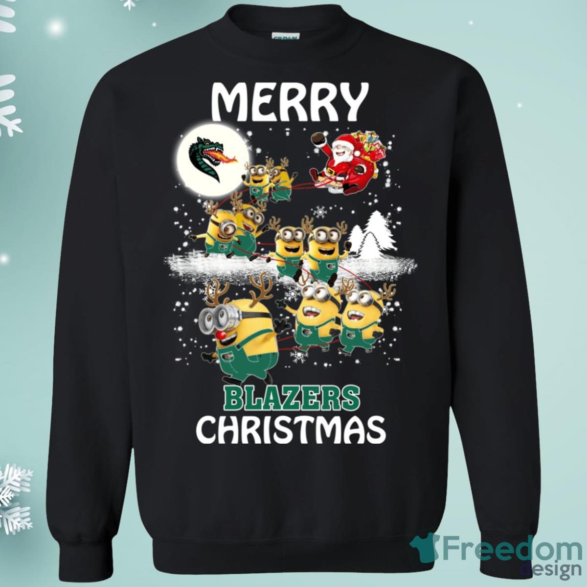 Uab Blazers Minion Santa Claus With Sleigh Christmas Sweatshirt Product Photo 1