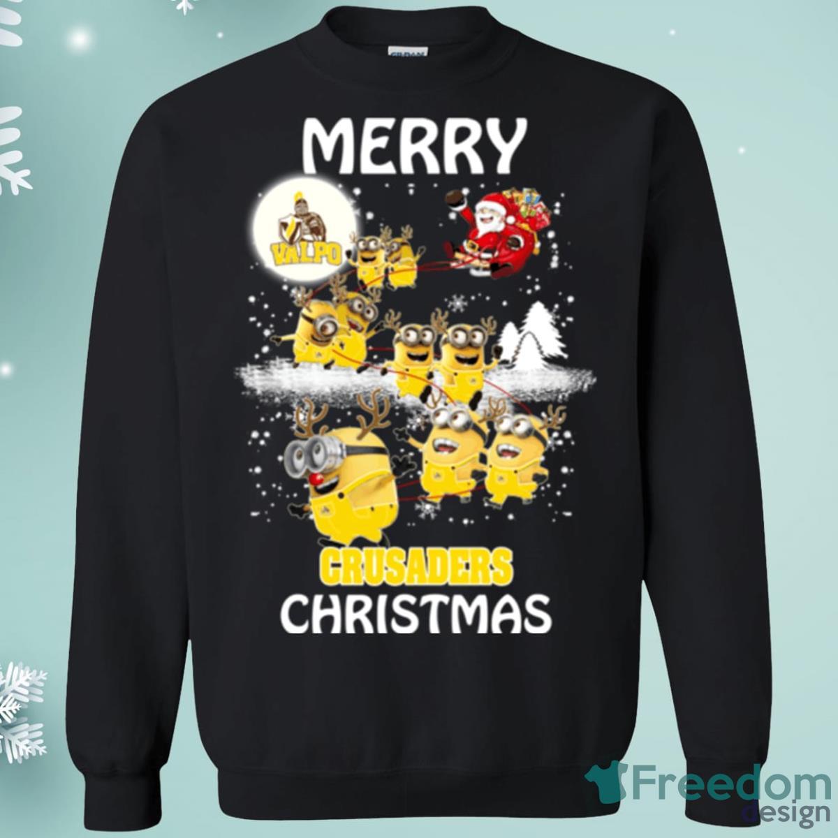 Valparaiso Crusaders Minion Santa Claus With Sleigh Christmas Sweatshirt Product Photo 1