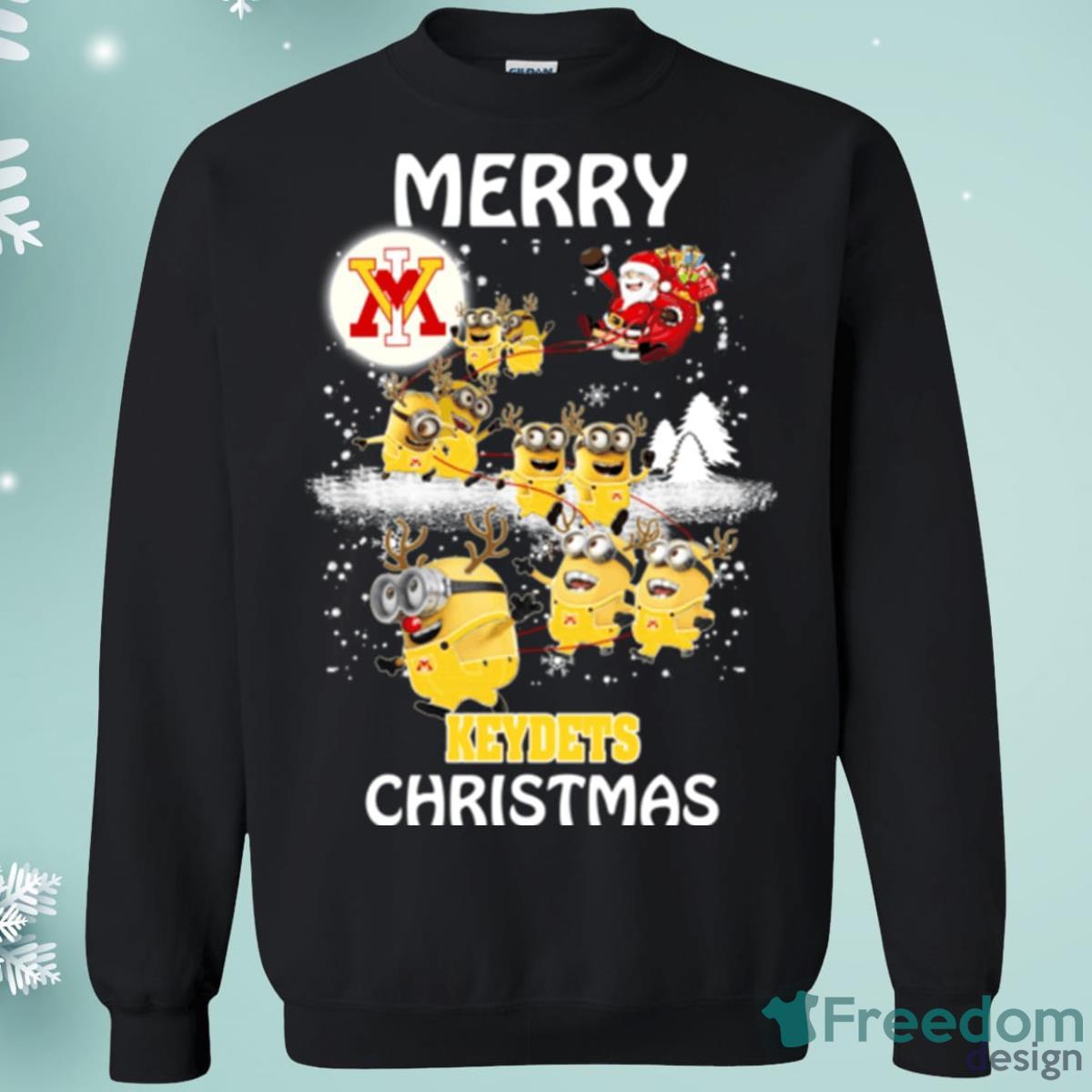 VMI Keydets Minion Santa Claus With Sleigh Christmas Sweatshirt Product Photo 1