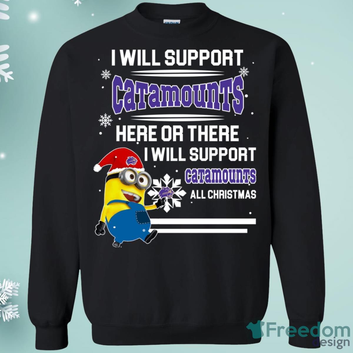 Western Carolina Catamounts Minion Support Here Or There All Christmas Christmas Sweatshirt Product Photo 1