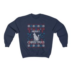 Cat Ugly Christmas Sweater - AOP Sweater - Navy