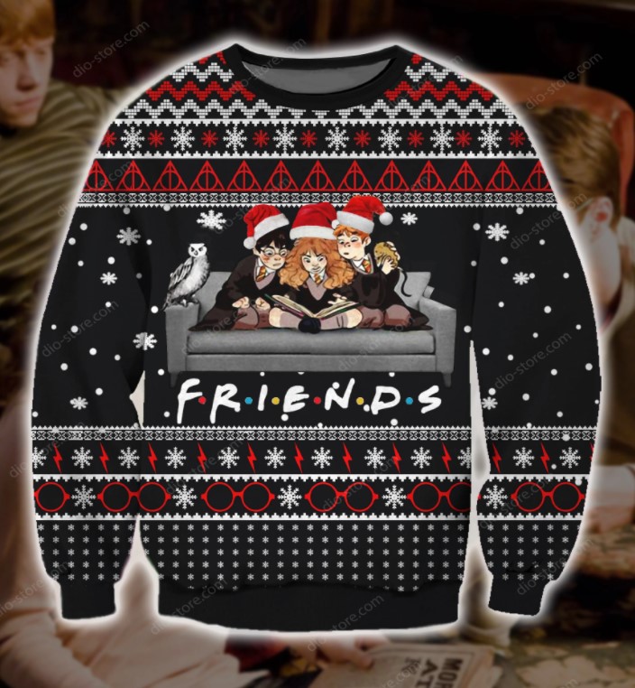 Christmas sweater with Harry Potter and his friends on the chest