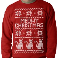 Ugly Christmas Sweater - Meowy Christmas - AOP Sweater - Red
