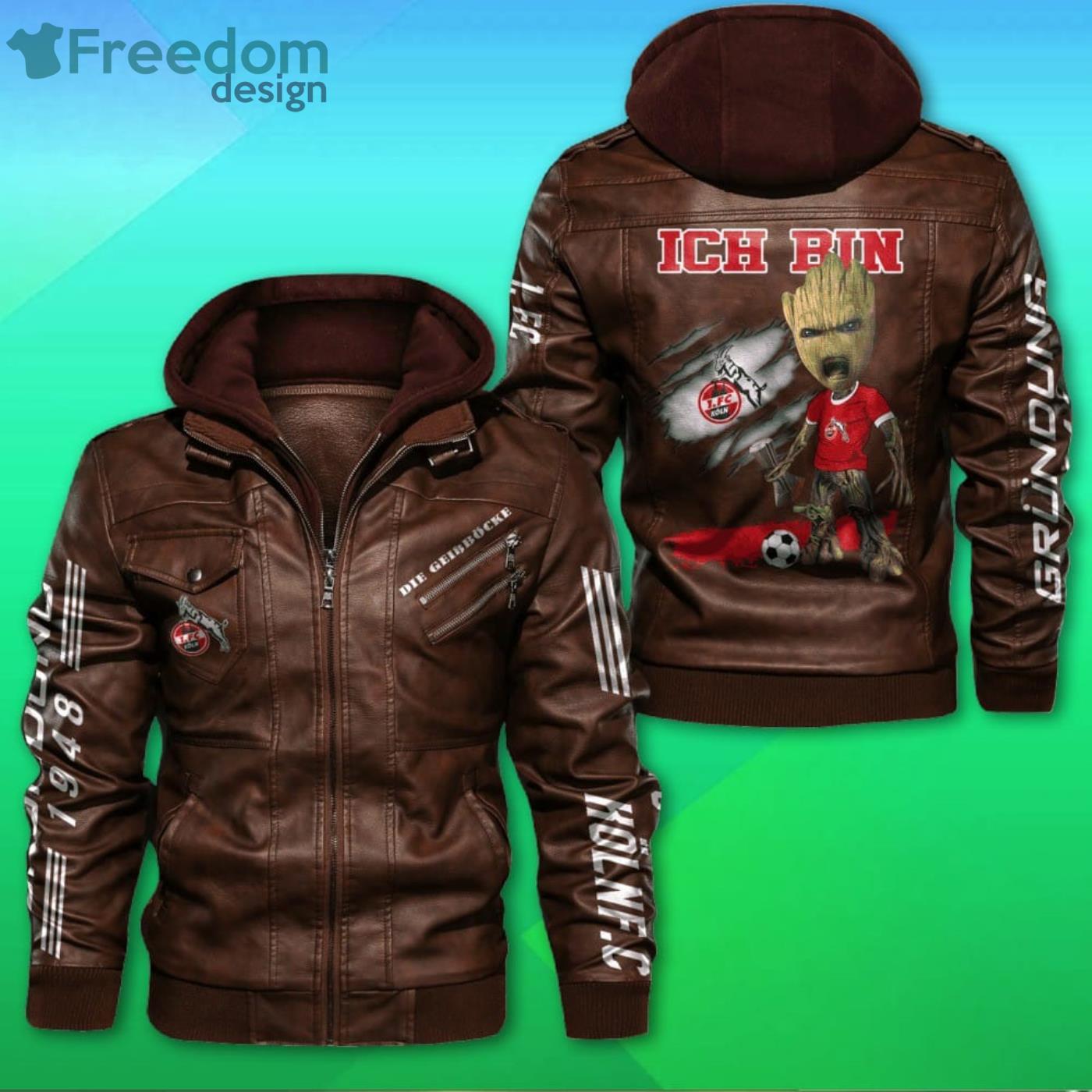 1 FC Köln FC Hooded 2D Leather Jacket Product Photo 2