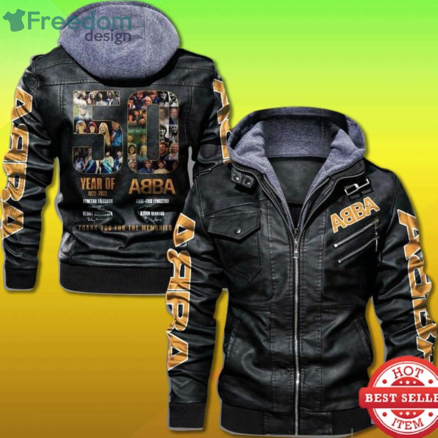 Abba 50 Years Of 1972 2022 2D Leather Jacket Product Photo 1 Abba 50 Years Of 1972 2022 2D Leather Jacket Product Photo 1