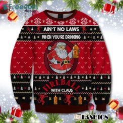 Ain't No Laws When You Drink Fireball Cinnamon Whisky With Claus Christmas Sweater Product Photo 1