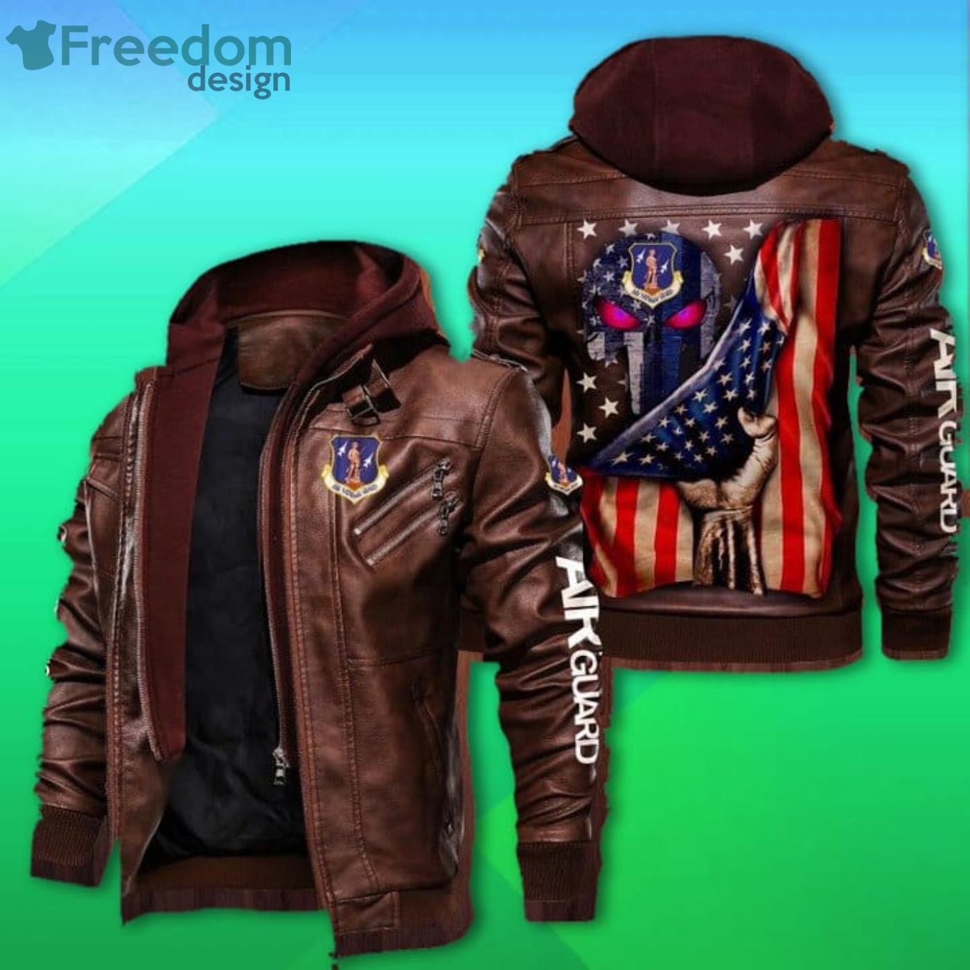 Air National Guard Punisher Skull 2D Leather Jacket Product Photo 2
