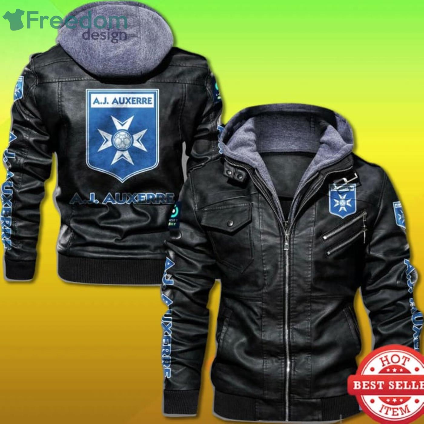 Aj Auxerre FC 2D Leather Jacket Product Photo 1 Aj Auxerre FC 2D Leather Jacket Product Photo 1