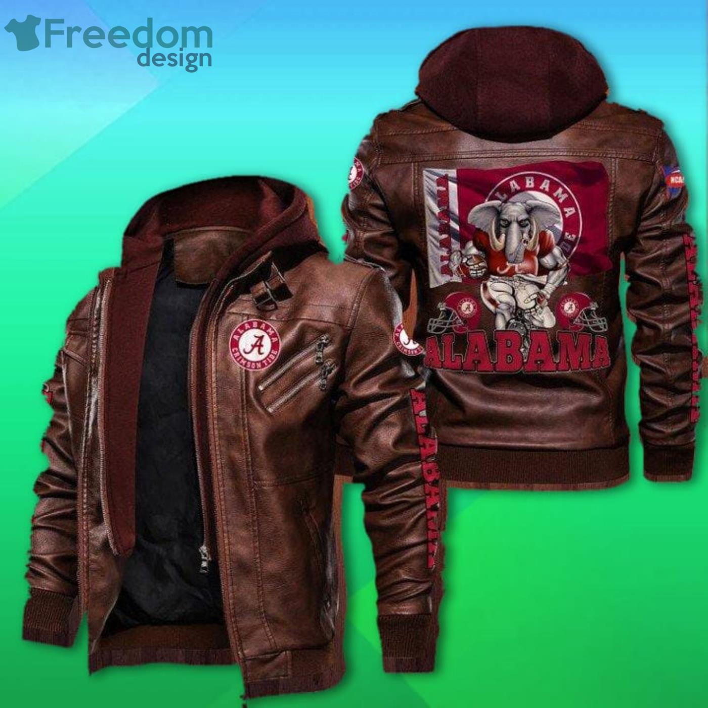 Alabama Crimson Tide Mascot 2D Leather Jacket Product Photo 2