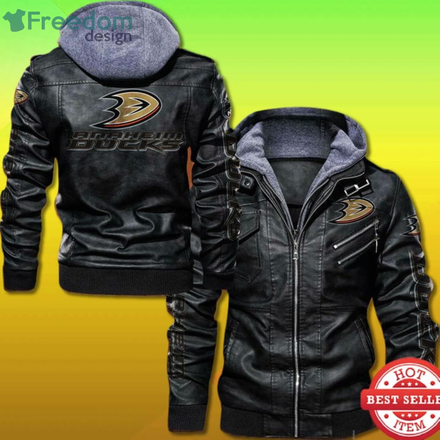 Anaheim Ducks 2D Leather Jacket Product Photo 1 Anaheim Ducks 2D Leather Jacket Product Photo 1