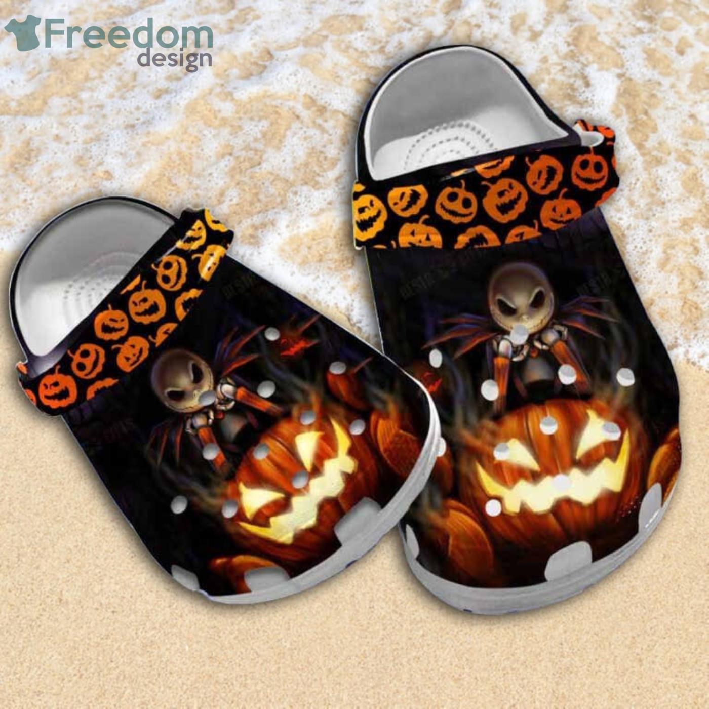 Angry Pumpkin Scary Halloween Clog Shoes For Men And Women Product Photo 1