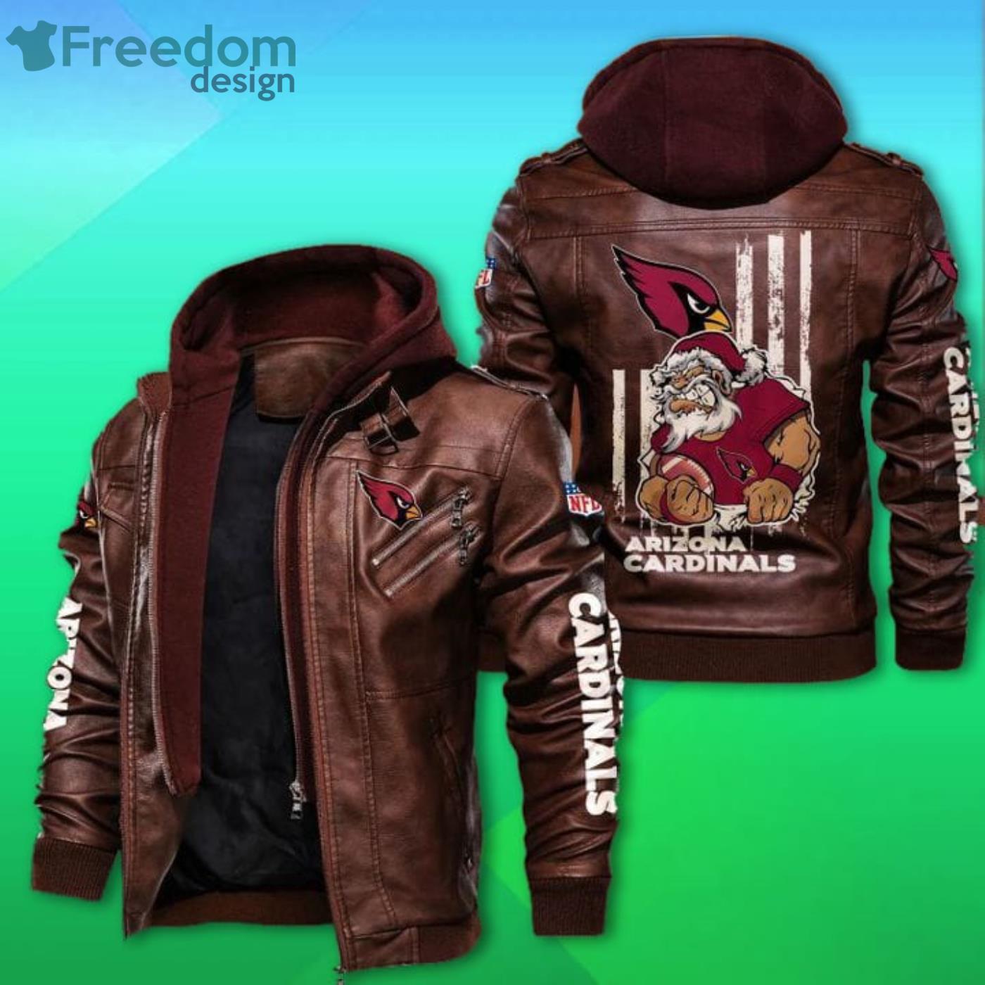 Arizona Cardinals 2D Leather Jacket Angry Santa Claus Product Photo 2