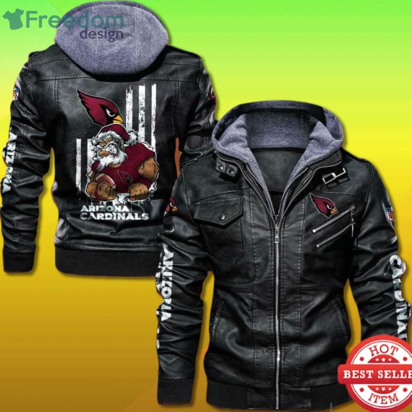 Arizona Cardinals 2D Leather Jacket Angry Santa Claus Product Photo 1 Arizona Cardinals 2D Leather Jacket Angry Santa Claus Product Photo 1