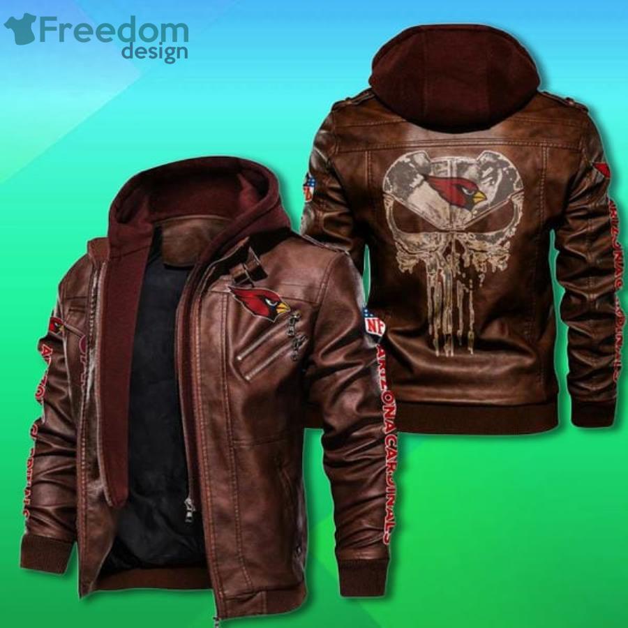 Arizona Cardinals NFL Punisher Skull Leather Jacket Product Photo 1