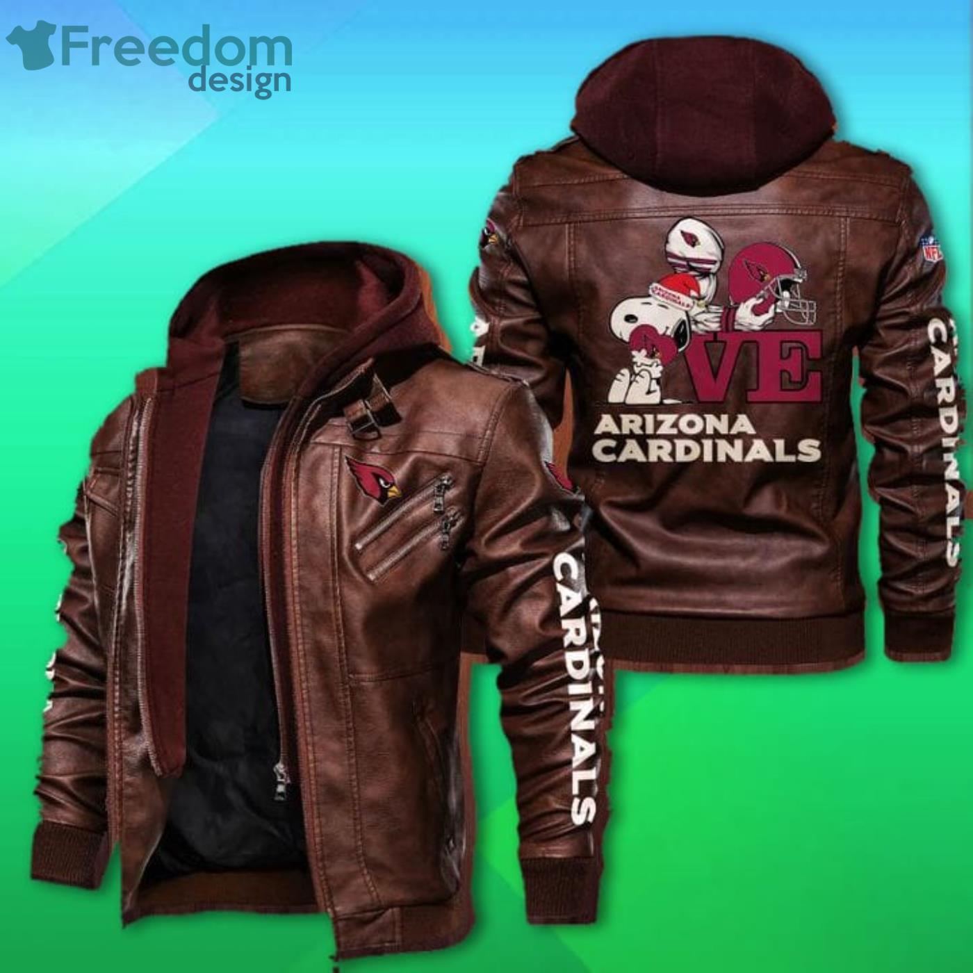 Arizona Cardinals Snoopy 2D Leather Jacket Product Photo 2