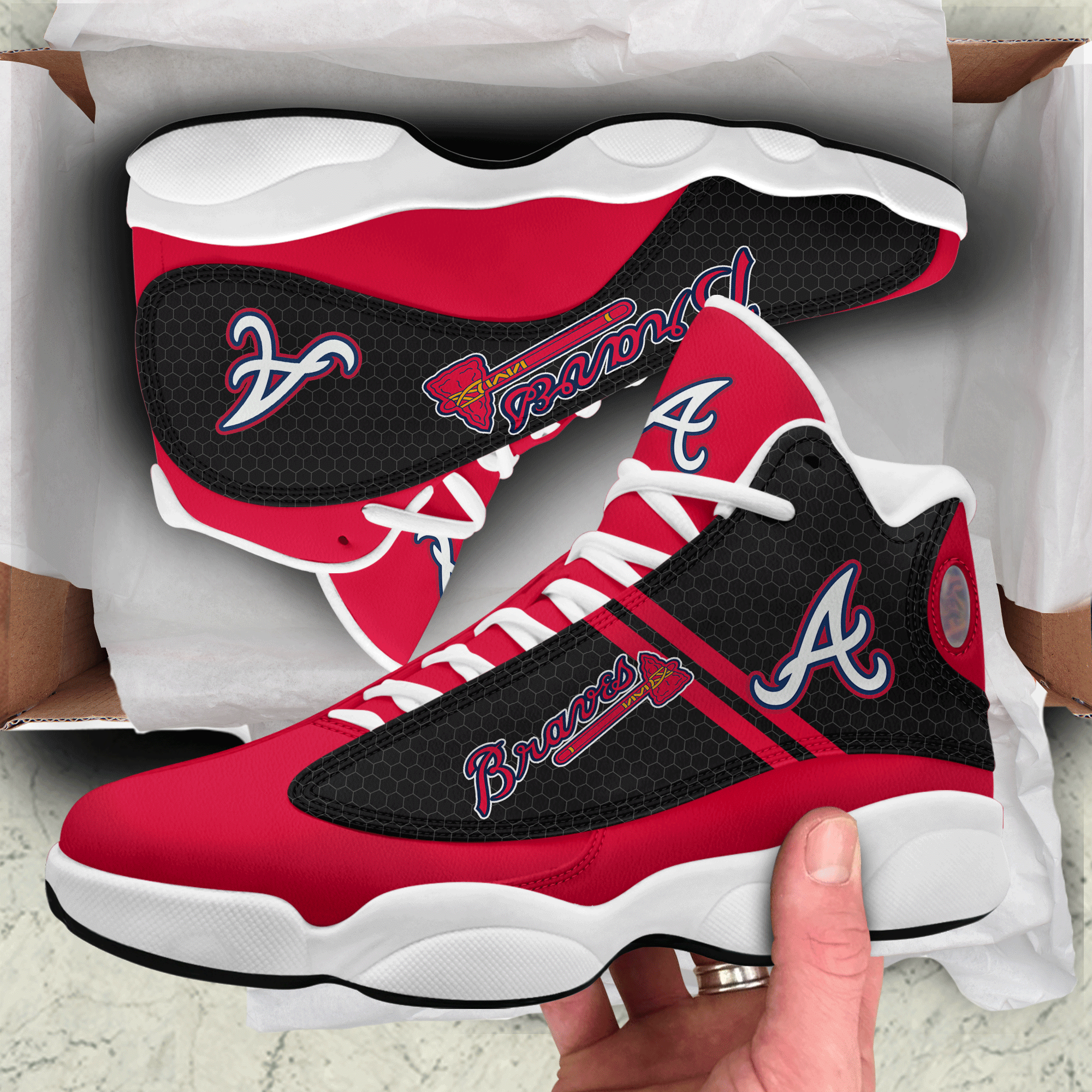 Atlanta Braves Air Jordan 13 Shoes For Fans Product Photo 1