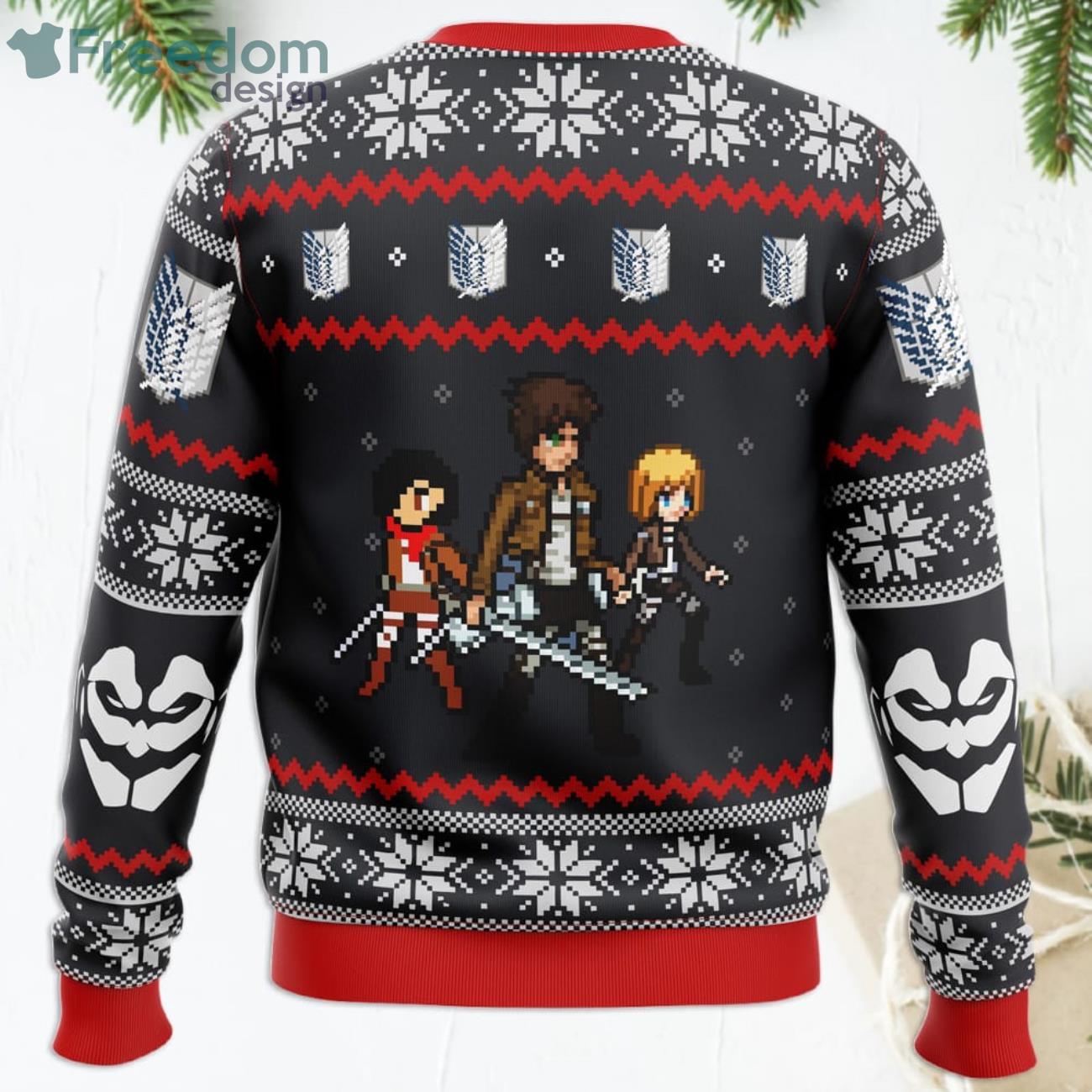 Attack On Titan Colossal Claus Funny Christmas Gift Ugly Christmas Sweater image Attack On Titan Colossal Claus Funny Christmas Gift Ugly Christmas Sweater Product Photo 2