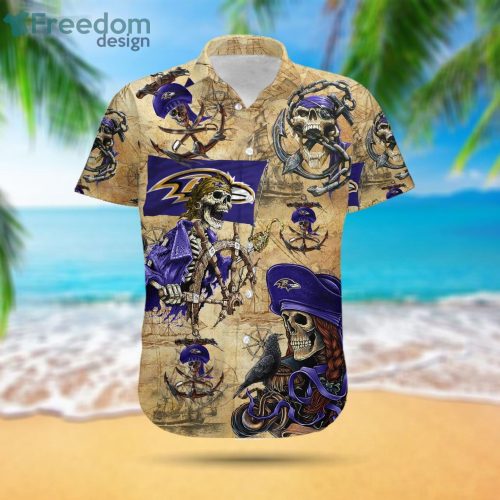 Baltimore Ravens Pirates Fans Pirates Skull Hawaiian Shirt